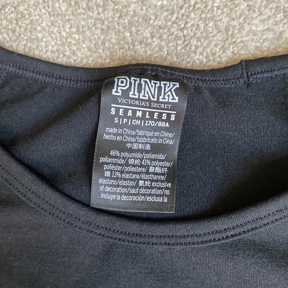 Victoria’s Secret PINK Black Seamless Long Sleeve Crop Workout Top Size S - Picture 4 of 5